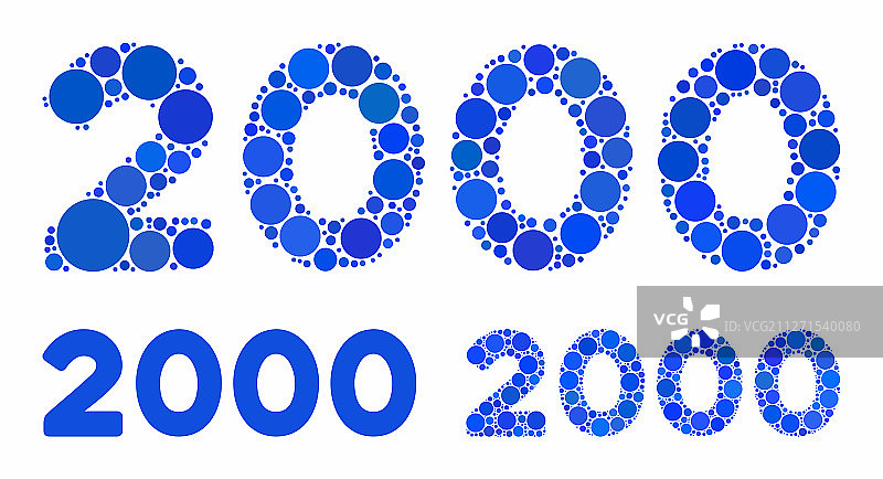 2000数字文本组成圆形点阵图标图片素材