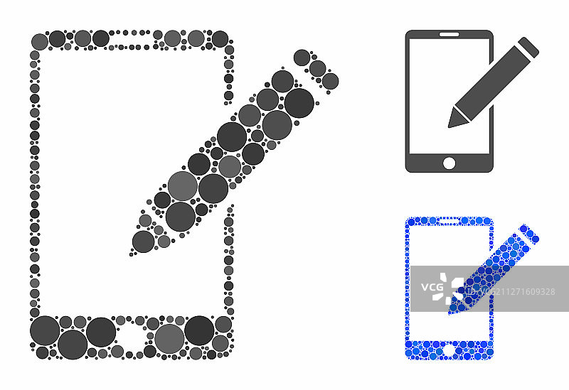 智能手机编辑铅笔组合图标圆形图片素材