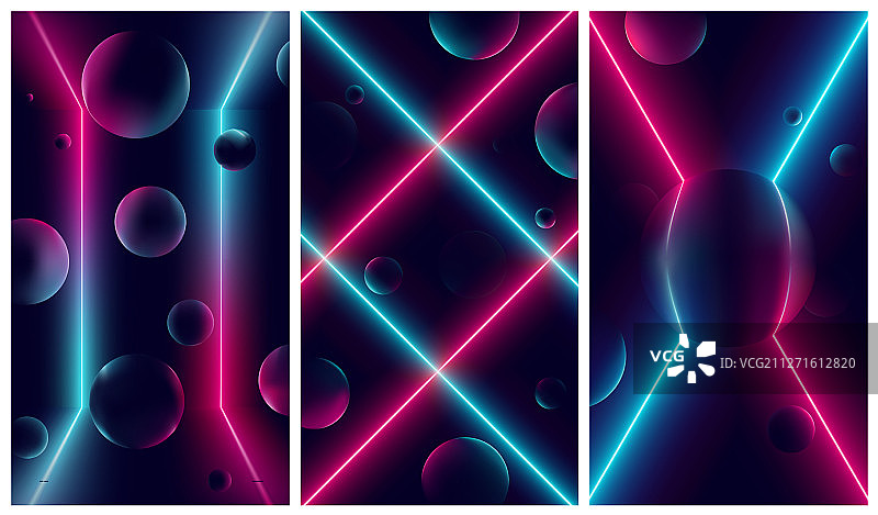 明亮的粉色和蓝色霓虹灯线条图片素材