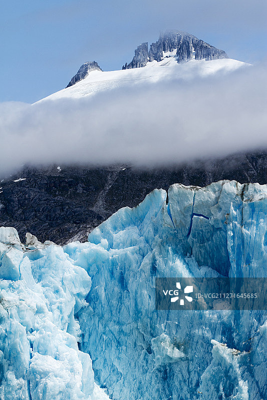 阿拉斯加山峰和道斯冰川图片素材