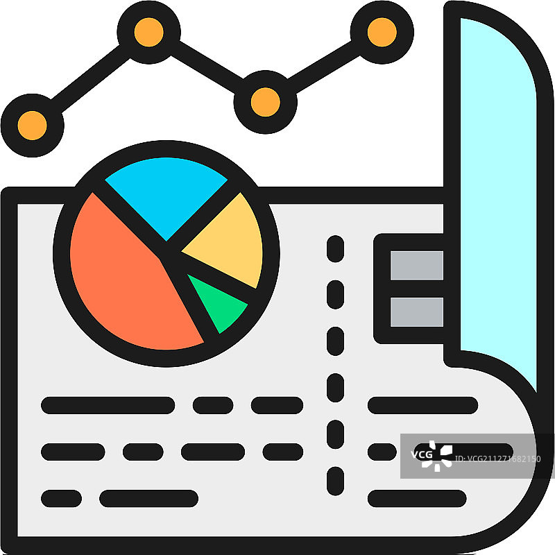 包含图表和饼图的文档扁平风格图片素材