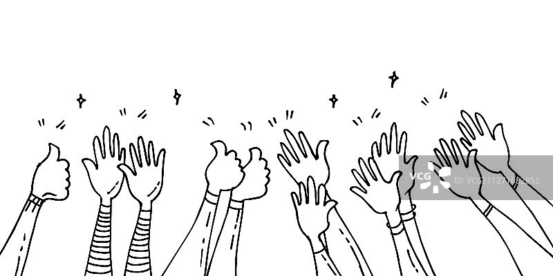 手绘涂鸦鼓掌欢呼图片素材