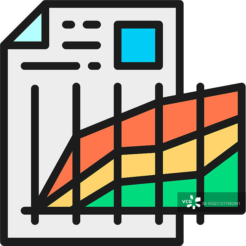带图表进度比较的文档（扁平风格）图片素材