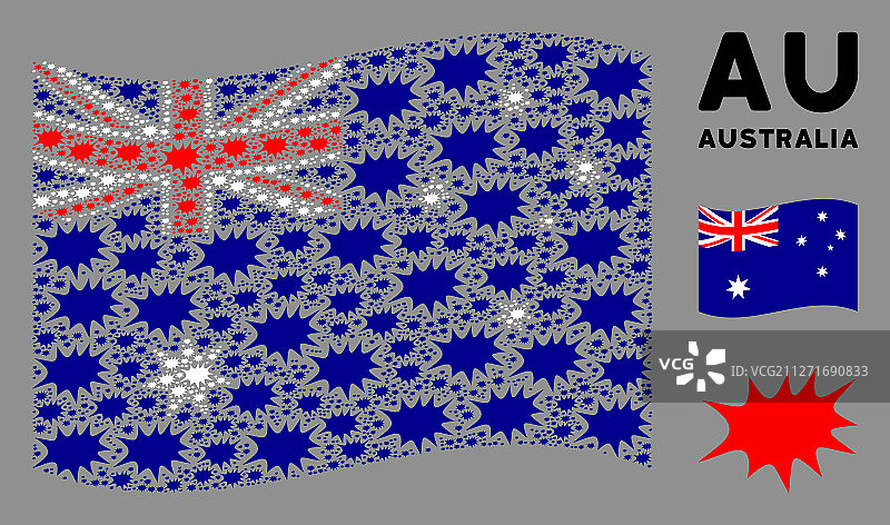 澳大利亚国旗拼贴爆炸图标图片素材
