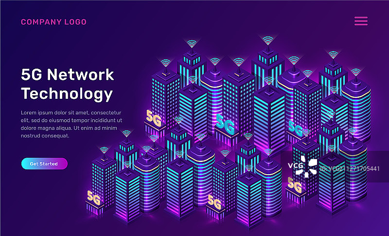 5G网络技术2.5D概念图片素材
