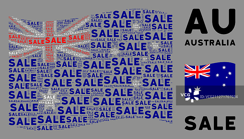 挥舞的澳大利亚国旗促销文字马赛克图片素材