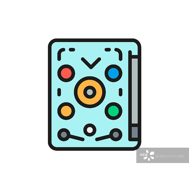 弹珠游戏机扁平彩色线条图片素材