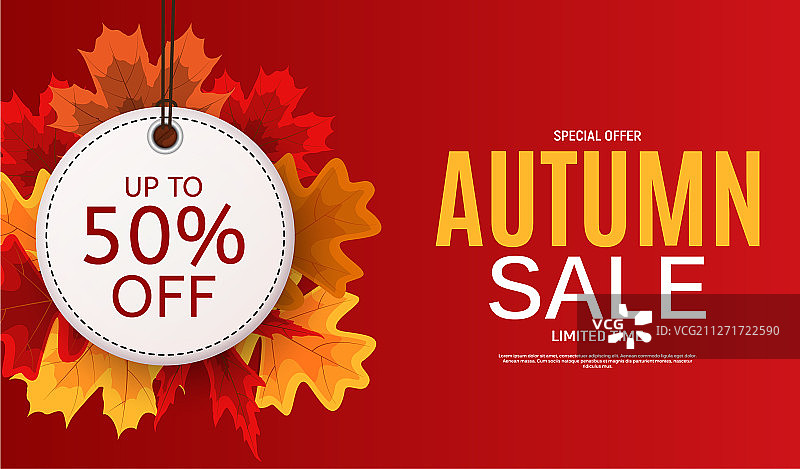 亮晶晶的秋叶销售横幅商业折扣图片素材