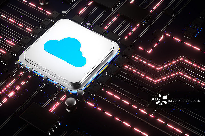 3D芯片和云计算图片素材