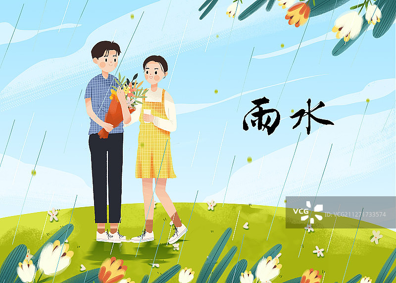 春天在户外郊游野营的青年男女图片素材