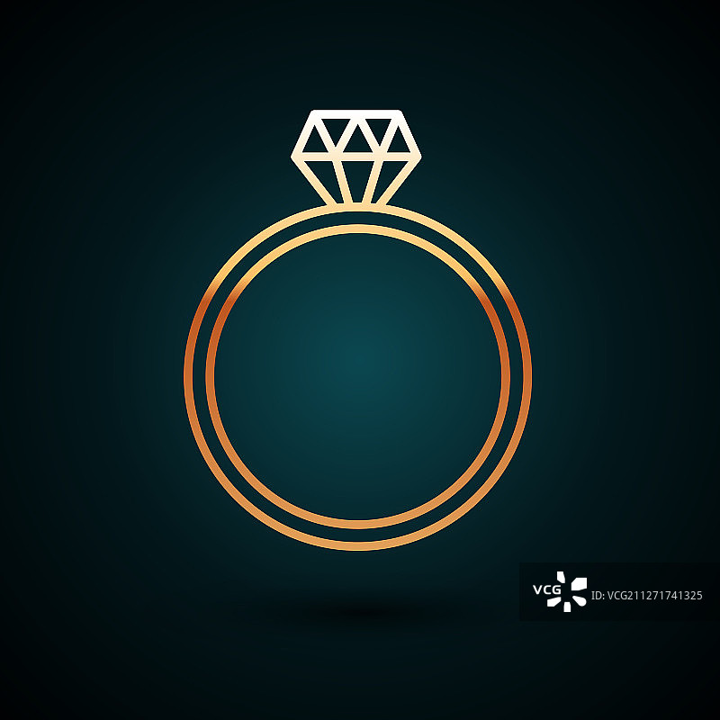 金色线条钻石订婚戒指图标图片素材