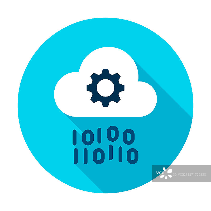 云计算齿轮二进制圆形图标图片素材