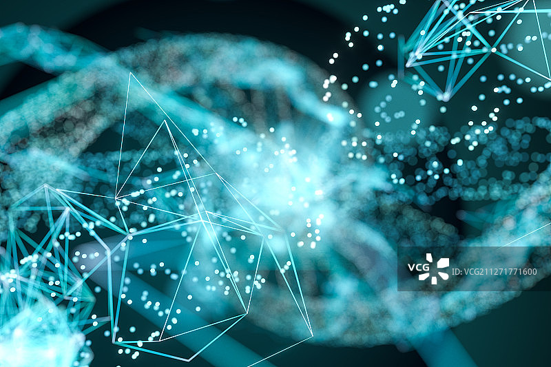 蓝色生物结构线条背景 三维渲染图片素材