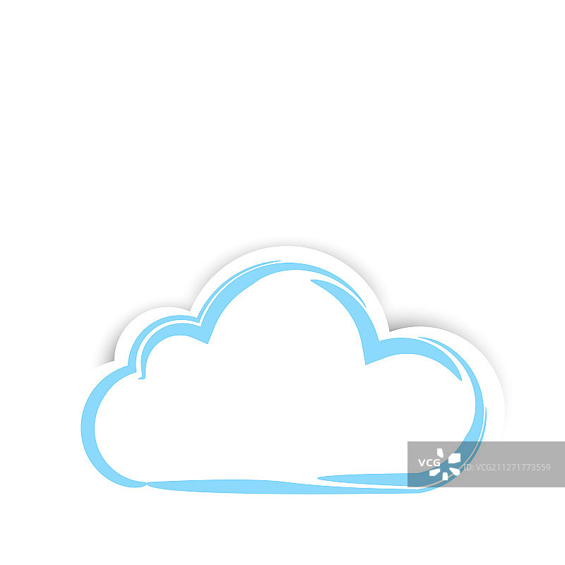 白色背景上的可爱阴影云朵贴纸图片素材