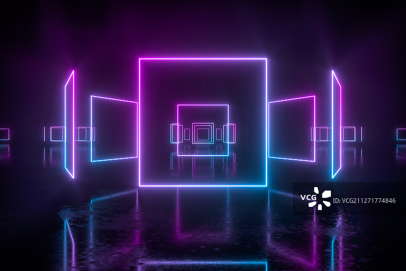 紫色魔幻渐变线条背景 三维渲染图片素材