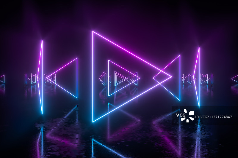 紫色魔幻渐变线条背景 三维渲染图片素材