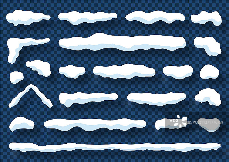 透明背景上的雪帽和雪堆图片素材