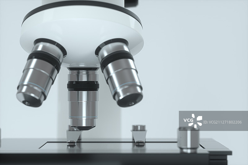 白色背景下的显微镜 三维渲染图片素材