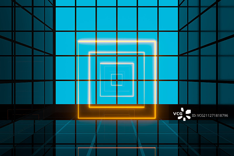 栅格玻璃与反光线条背景 三维渲染图片素材