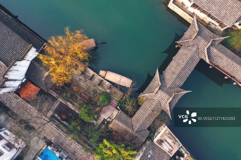 渡口+浙江省湖州市南浔区南浔古镇图片素材