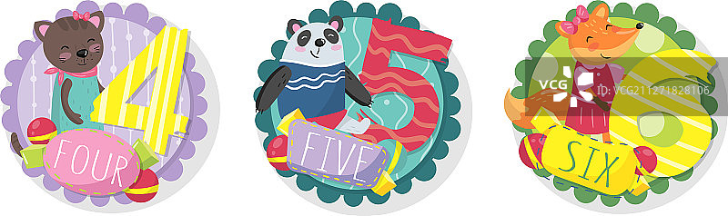 可爱的儿童周年纪念数字标签图片素材