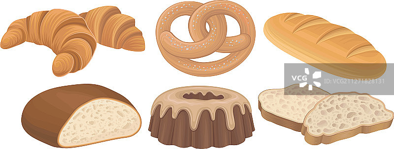 白色背景下的面包店商品素材图片素材