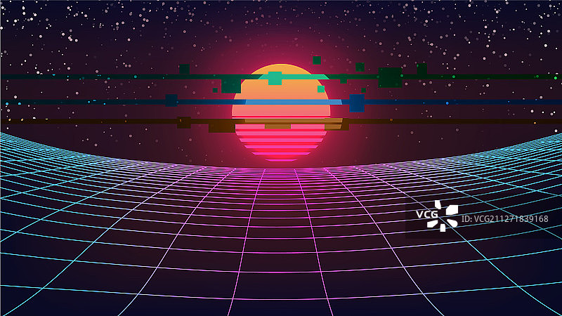 合成波复古未来曲线背景图片素材