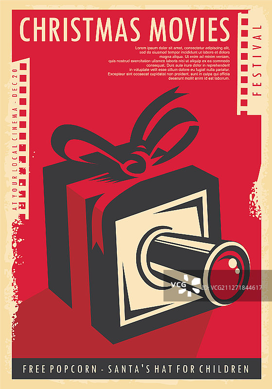 圣诞电影节复古海报设计图片素材