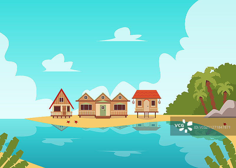 热带岛屿海岸线木质景观图片素材