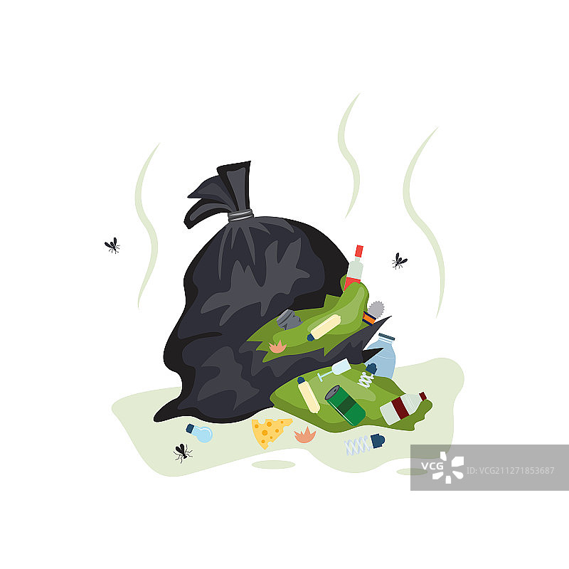 黑色垃圾袋撕裂开口图片素材