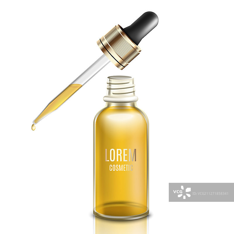 金色面部精油或血清玻璃滴管图片素材