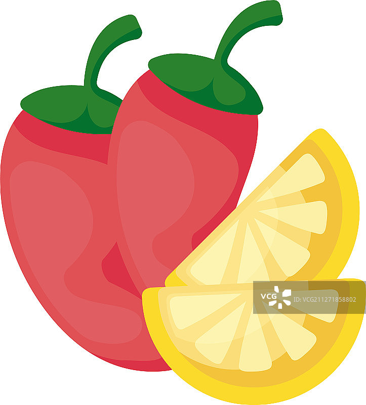 墨西哥辣椒与柠檬切片图片素材