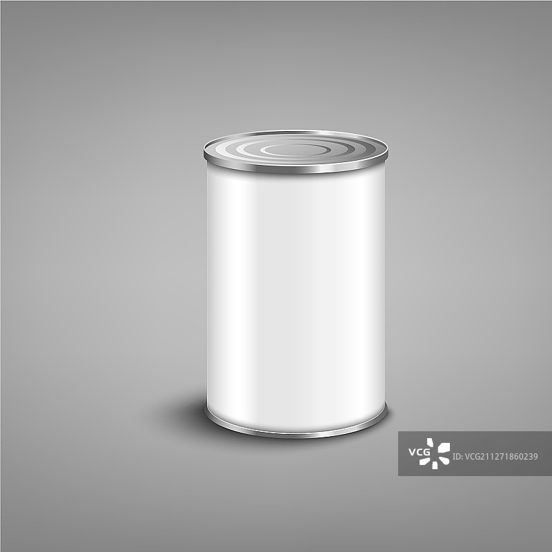 带有空白白色标签的金属罐，空无一物图片素材