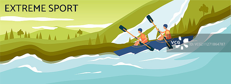 极限运动banner：皮划艇运动图片素材