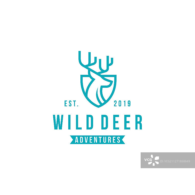野生鹿复古徽标设计模板图片素材