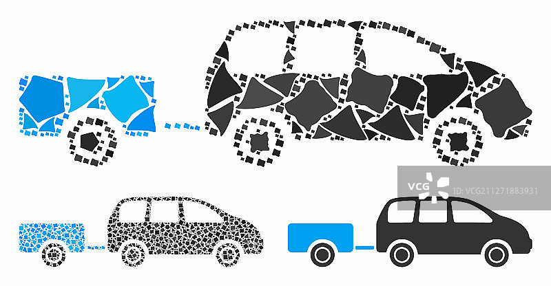 汽车拖车组合图标粗糙件图片素材