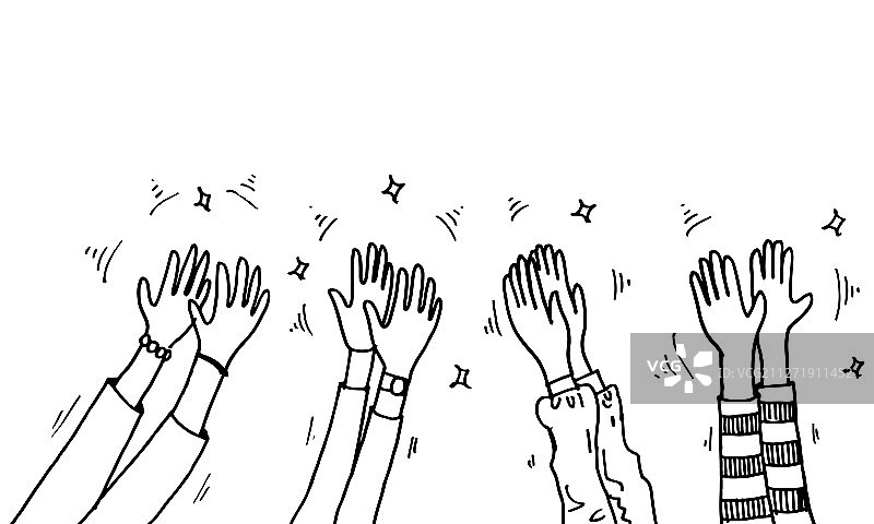手绘草图风格鼓掌的人手图片素材