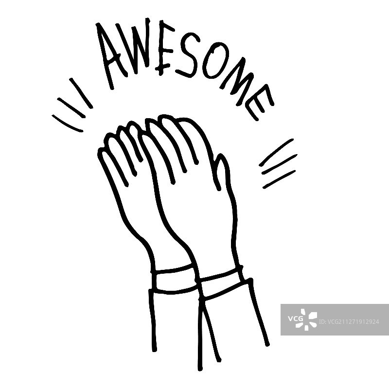 白色背景上的涂鸦掌声图片素材