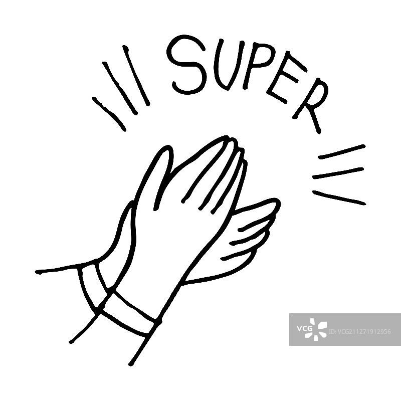 白色背景上的涂鸦掌声图片素材