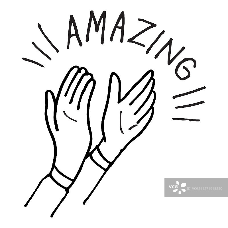 白色背景上的涂鸦掌声图片素材