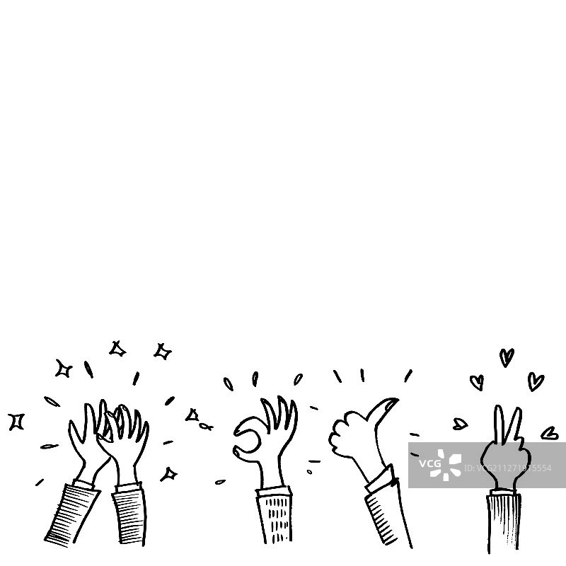 白色背景上的涂鸦掌声图片素材