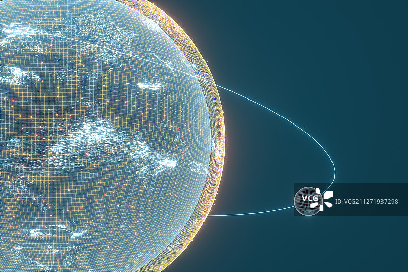 线条网格虚拟数字地球 三维渲染图片素材