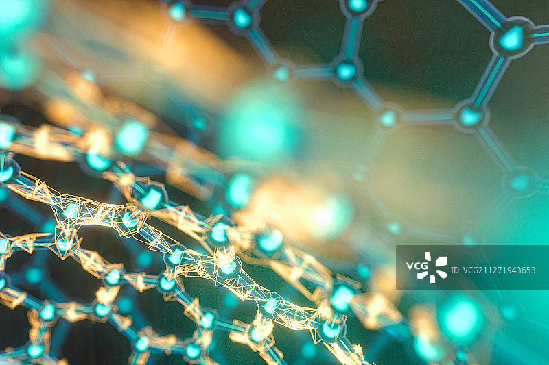 发光的生物链接结构 三维渲染图片素材