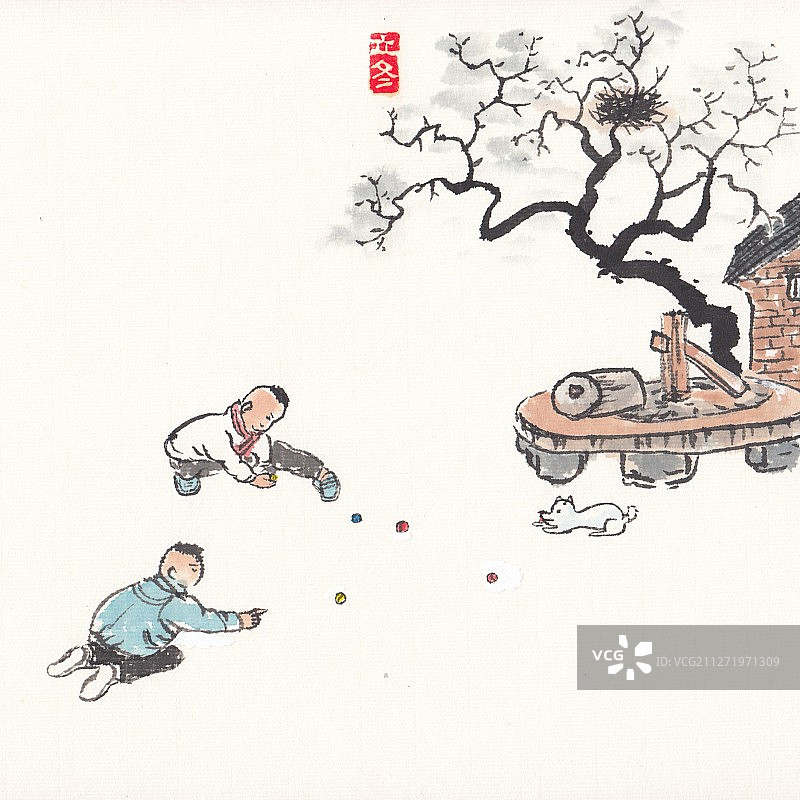 童年记忆插画二十四节气之立冬图片素材
