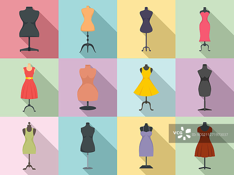 人体模型图标扁平风格套装图片素材