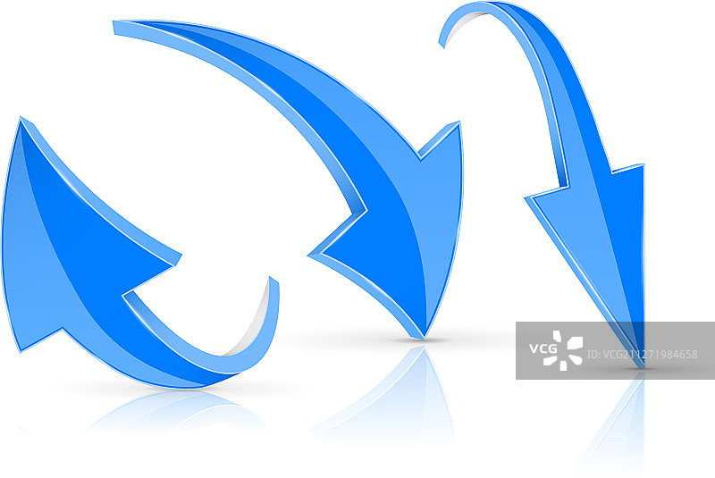 带反射的3D蓝色上下箭头标志图片素材