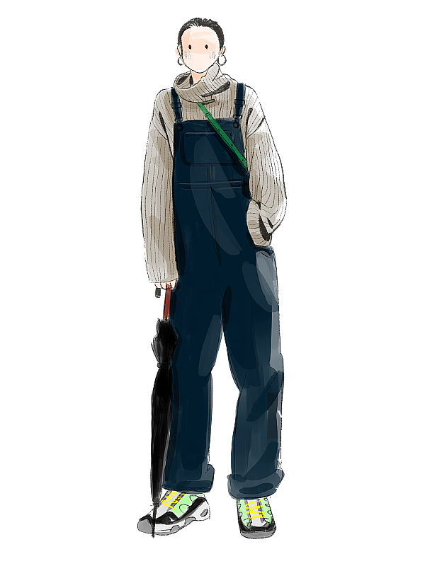 穿背带裤的酷女孩插画元素图片素材