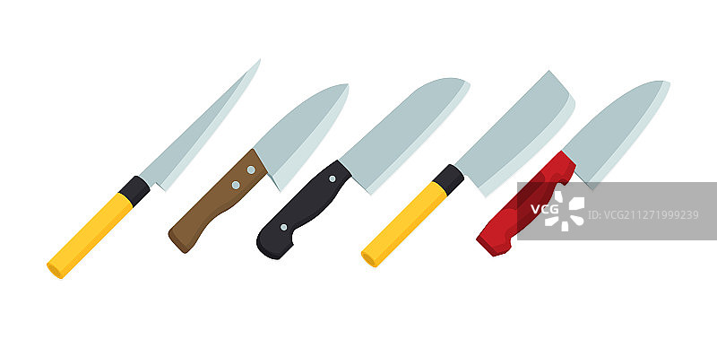 扁平风格的刀具套装图片素材