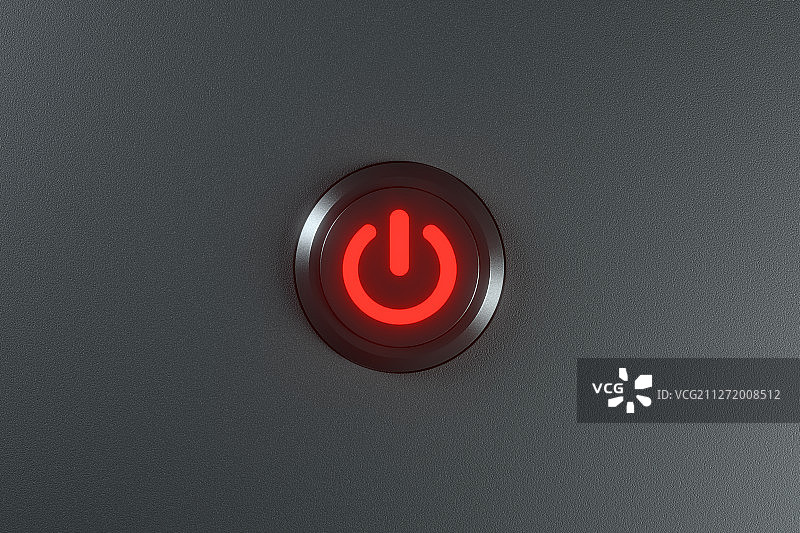 发光的电源开机按钮 三维渲染图片素材