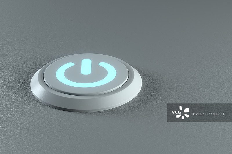 发光的电源开机按钮 三维渲染图片素材